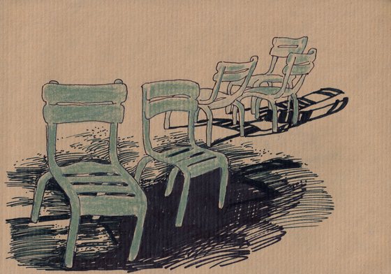 Quinn Lewis, Chairs Under Shade No. 2, 2026