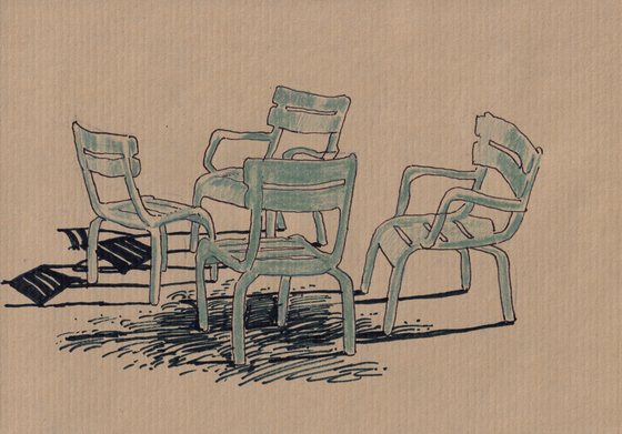 Quinn Lewis, Chairs Under Shade No. 4, 2026